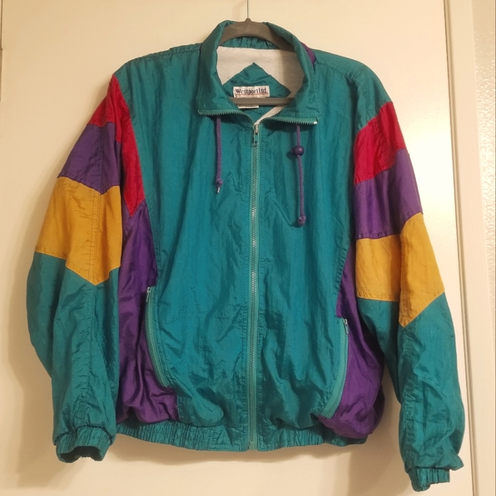 Vintage 80s 90s Windbreaker Track Suit Colorblock